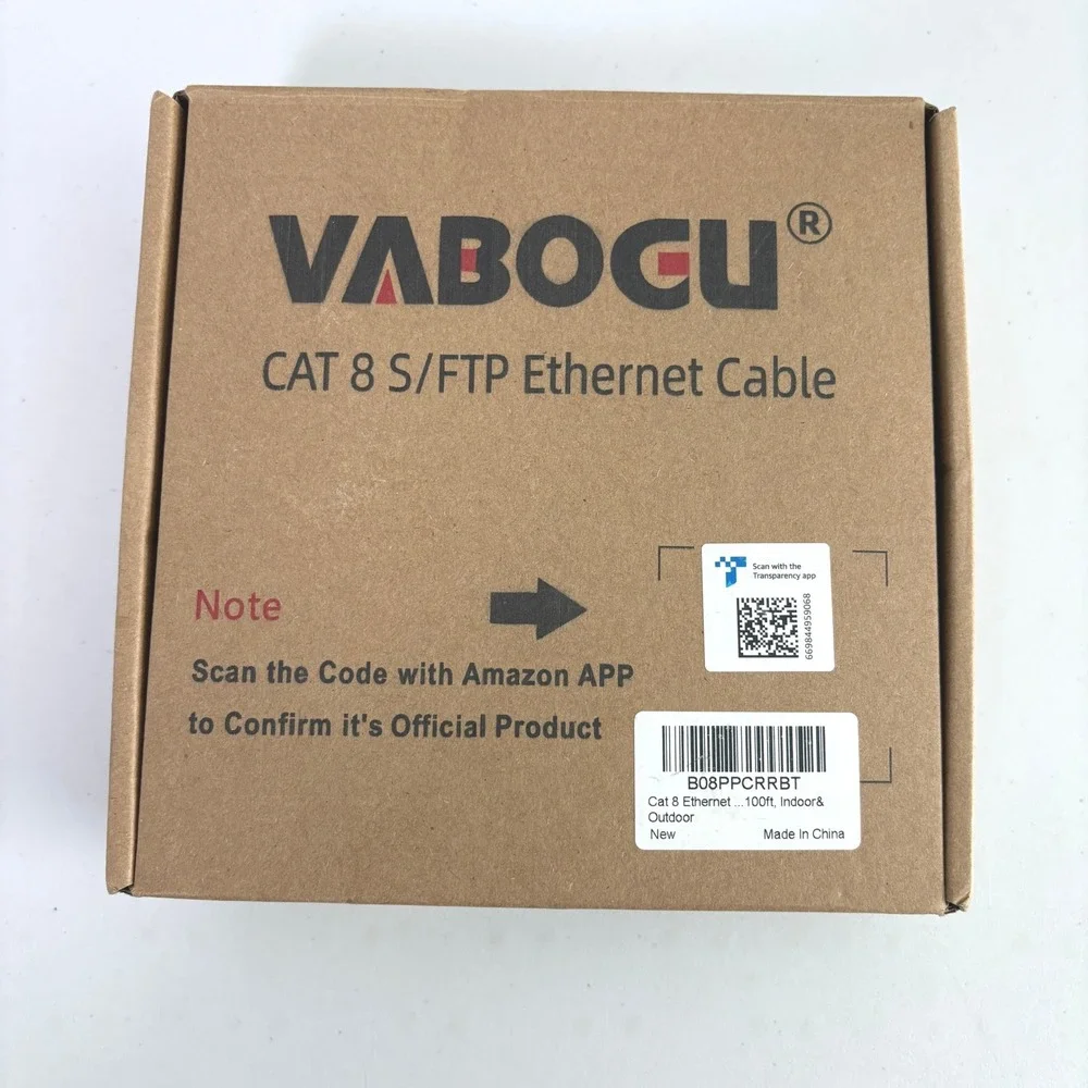 Vabogu Cat 8 Ethernet Cable 100ft S/FTP High Speed Indoor Outdoor Gaming PC NEW